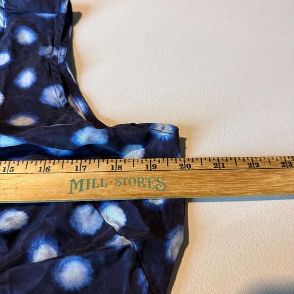 J Crew Women 10 High Neck Slip Dress Maxi Navy Blue Polka Dot Drapey Cupro Slit - Picture 9 of 12